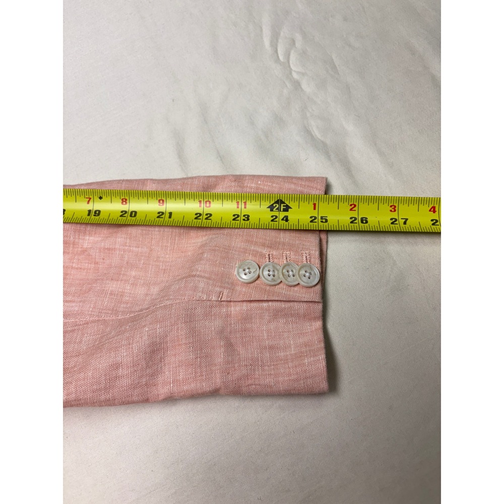 Banana Republic Mens Salmon Pink  Linen Double Breasted Suit 44R Slim Fit 36x25 - Picture 14 of 16
